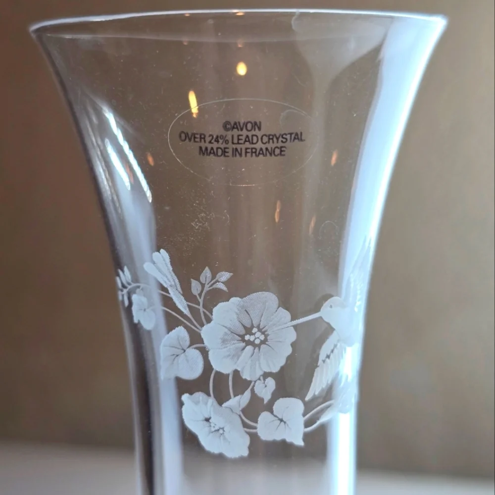 Vintage Avon Hummingbird Vase - Over 24% Lead Crystal - Made in France